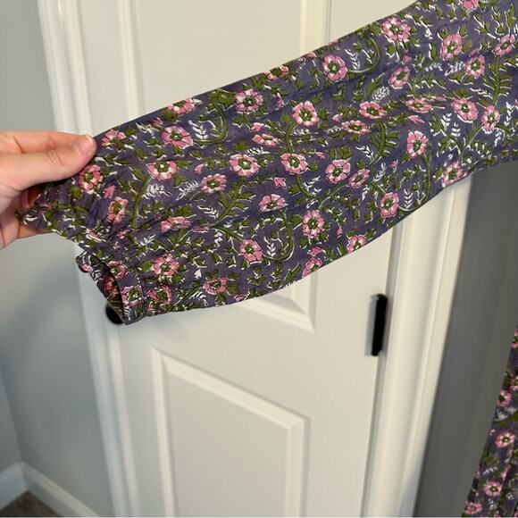 Emerson Fry India Collection Blue Green Pink Cotton Maxi Dress Medium - Picture 14 of 16